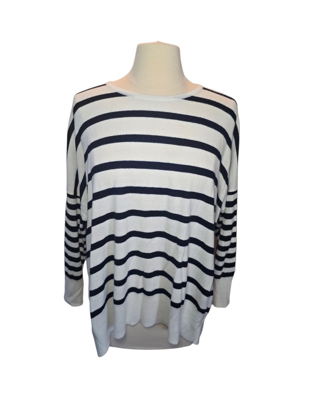 Mersea Amour Sweater Blue And White Heart On Elbows Size OS One Size
